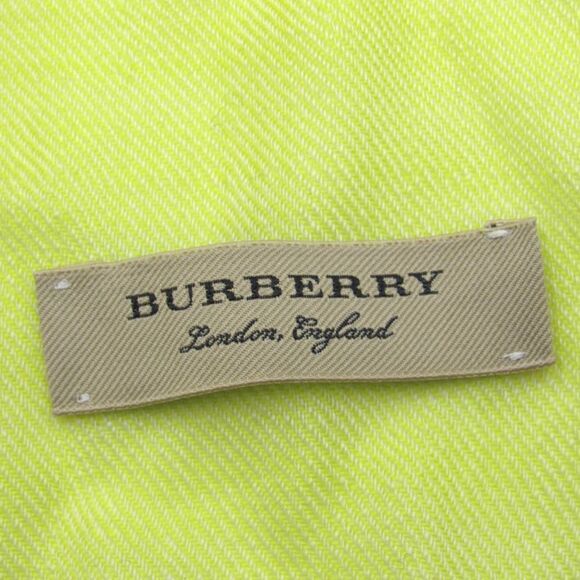 BURBERRY Fluro Lightweight Mega Check Cashmere Scarf In Bright Lemon DAMAGED - Picture 4 of 5